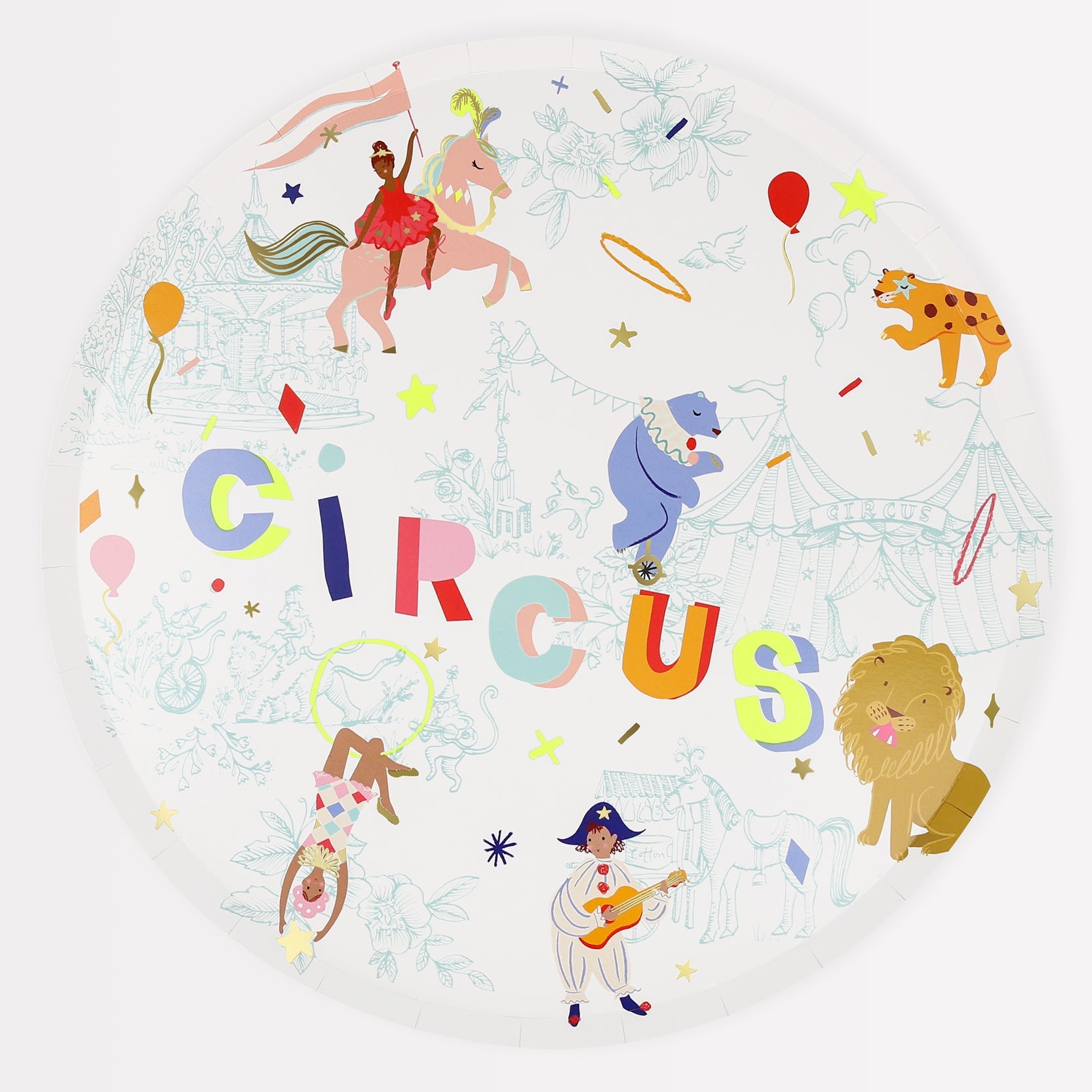 Colorful Circus-Themed Dinner Plates - 12-Pack Durable Melamine Plates for Kids & Adults - Perfect for Birthday Parties, Carnivals & Themed Events