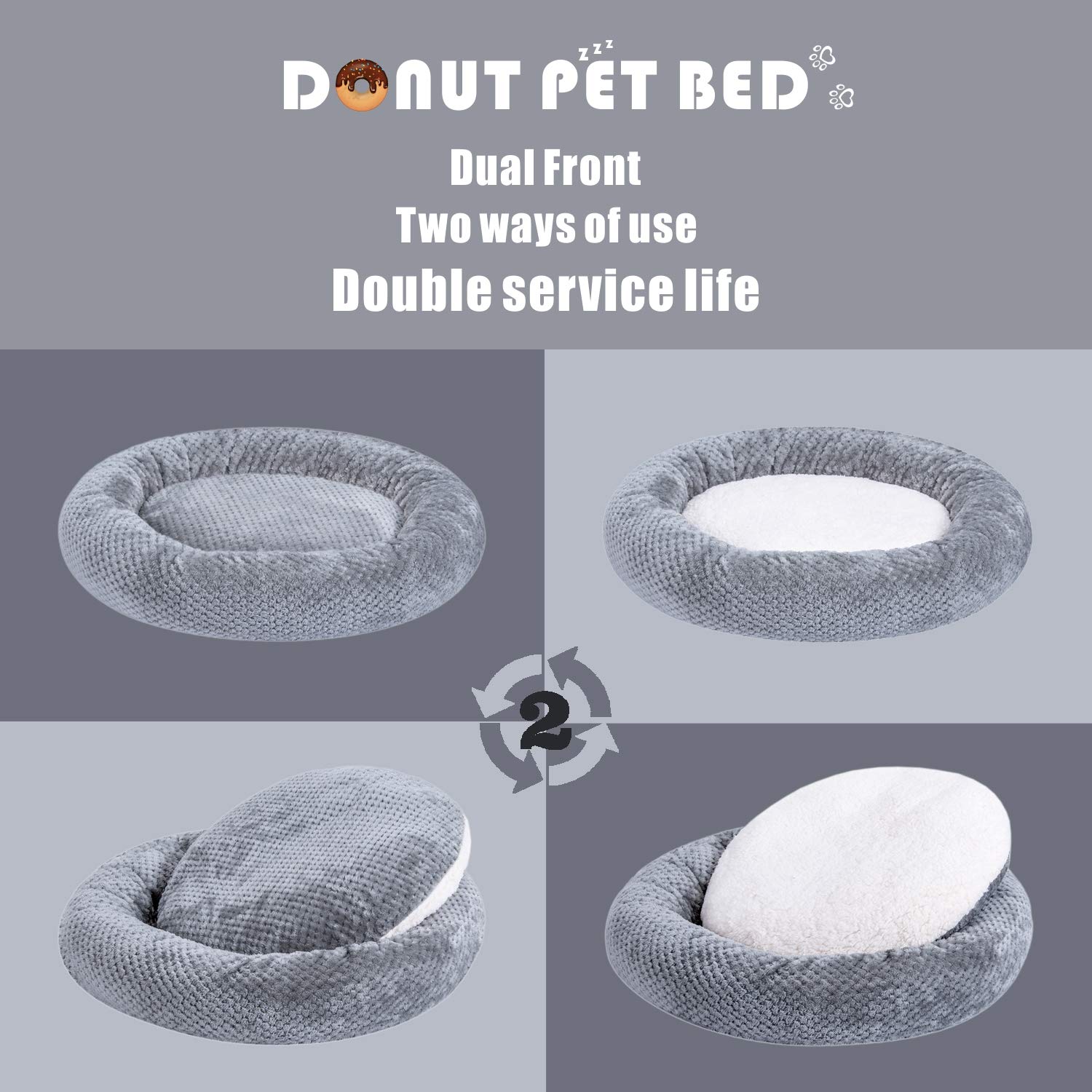 Premium WONDER MIRACLE Fuzzy Deluxe Pet Bed - Ultra Soft Orthopedic Dog & Cat Bed for Crates, Kennels & Home - Machine Washable 24x24 Inch Flint Gray - Perfect for Small to Medium Pets' Comfort & Joint Support