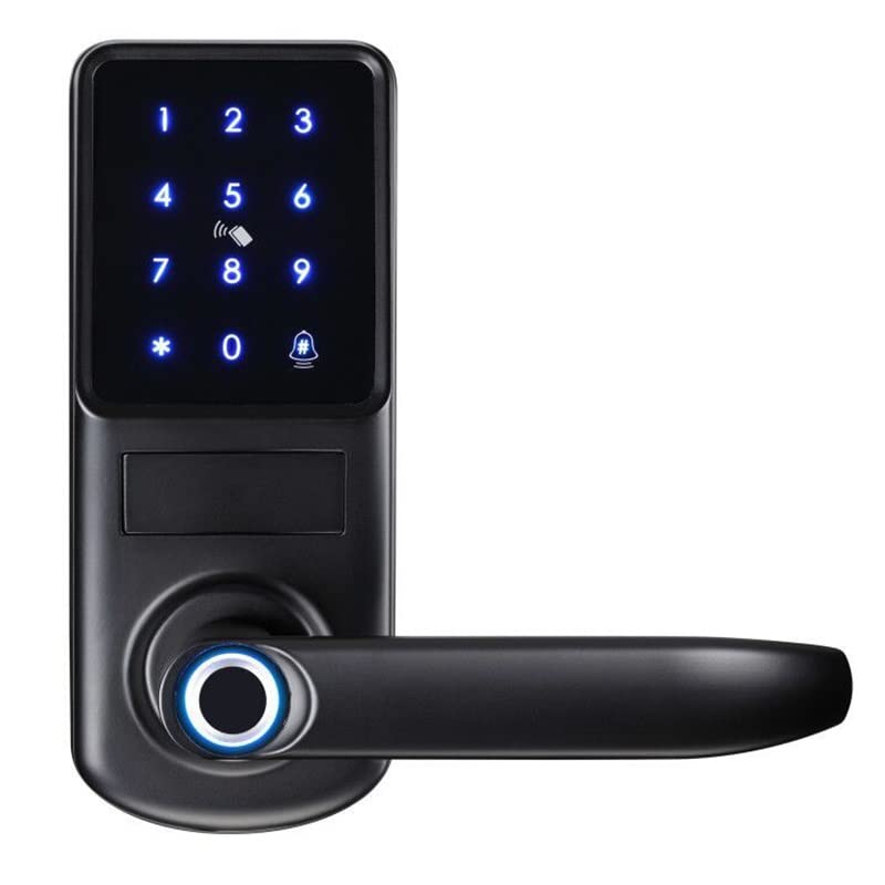 SHIJIANX Smart Door Lock - Fingerprint, Password & Card Entry, WiFi & App Control for Home, Apartment & Office Security | Easy Installation & Remote Access | Modern & Durable Design (Color A)