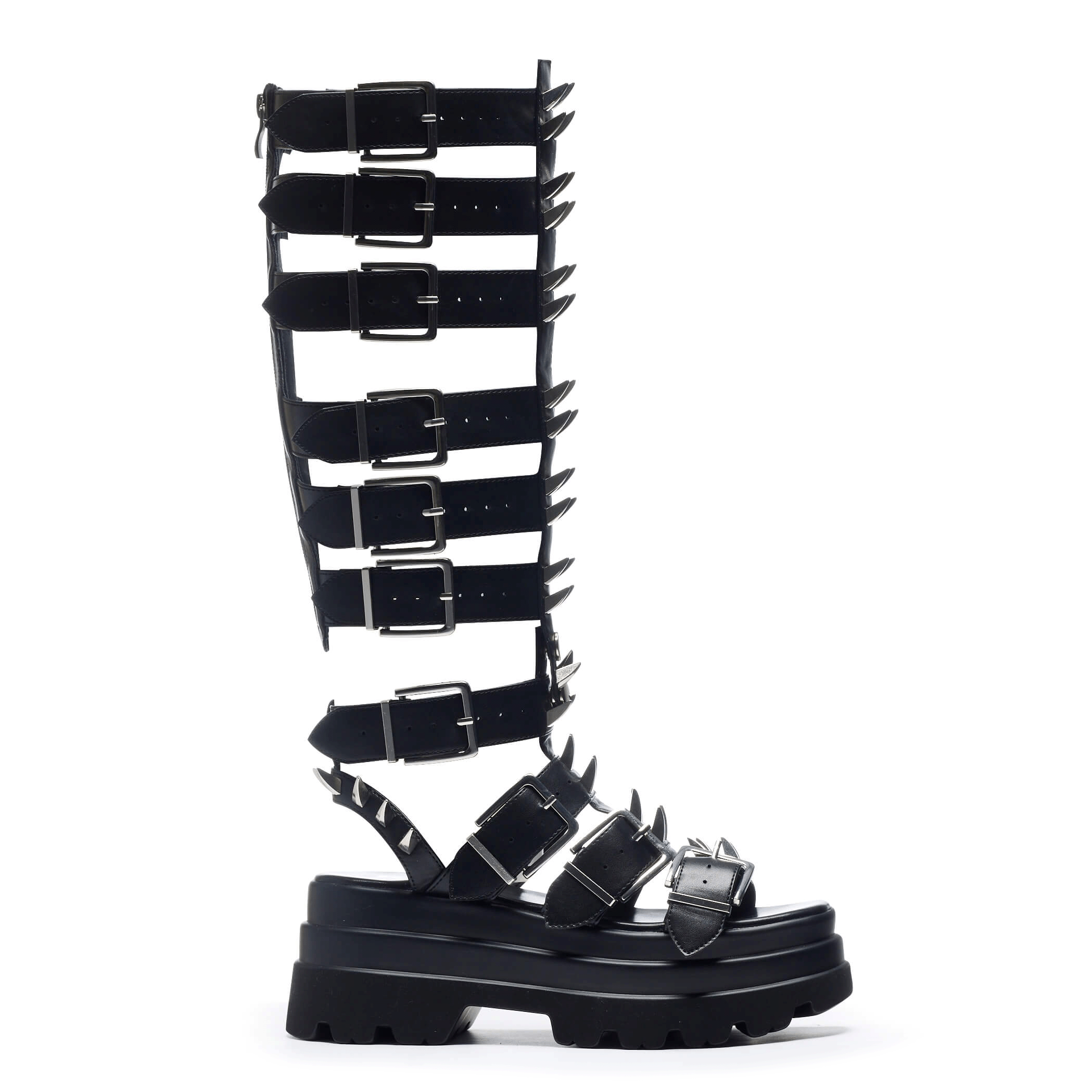 Spiked Black Sandals for Women - Gothic Punk Style Mage Resistor Sandals - Comfortable Strappy Summer Shoes for Outdoor Music Festivals & Nightclubs