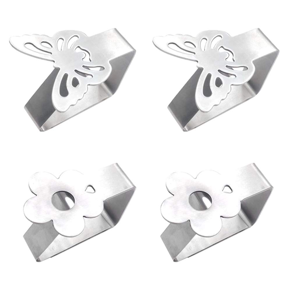 DOITOOL 4-Pack Stainless Steel Tablecloth Clips - Decorative & Flexible Table Cover Clamps for Weddings, Parties, Picnics & Outdoor Events - Perfect for Securing Tablecloths on Banquet Tables, Garden Parties, and Camping Trips