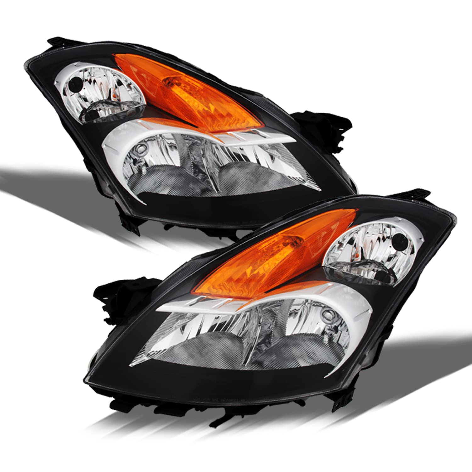 AKKON Replacement Headlights for Nissan Altima Sedan L32A - Black Bezel Halogen Headlamp Pair (Driver & Passenger Side) | Perfect for Night Driving & Vehicle Restoration Projects