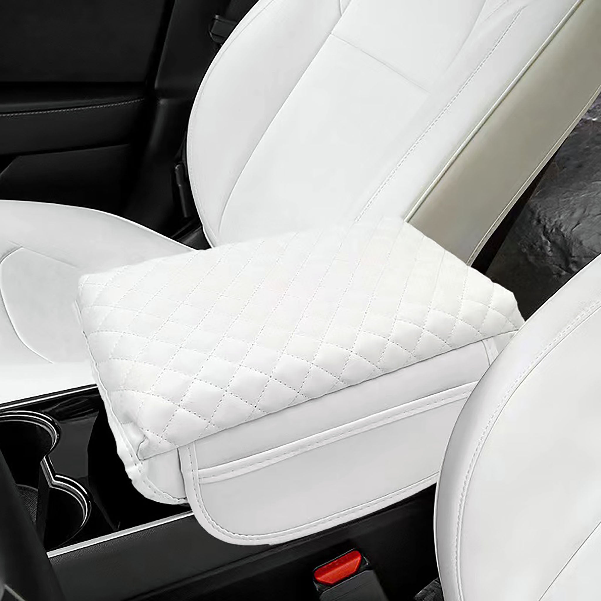 Premium Console Armrest Cover Cushion for Tesla Model 3 & Y - Soft PU Leather Comfort Pad for Center Console - Perfect for Long Drives & Road Trips