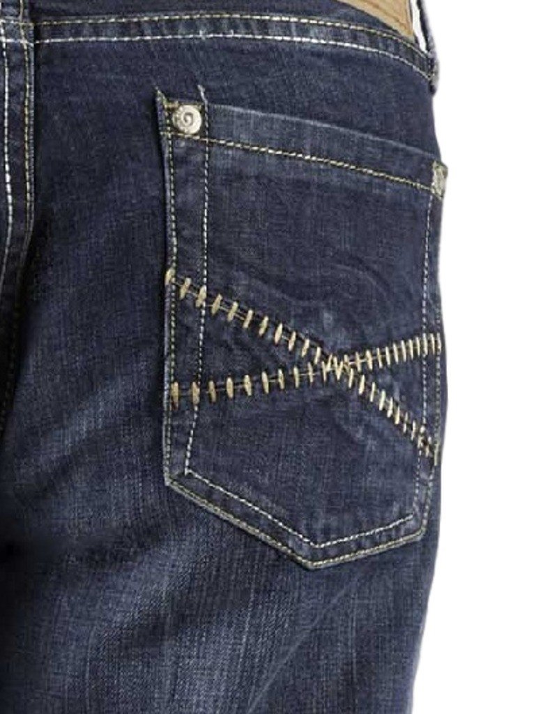 Stetson Men's Rock Fit Barbwire X Stitched Boot Cut Jeans for Big & Tall - Medium Wash Blue Denim 34W x 40L | Western Style, Cowboy Boots, Casual Wear