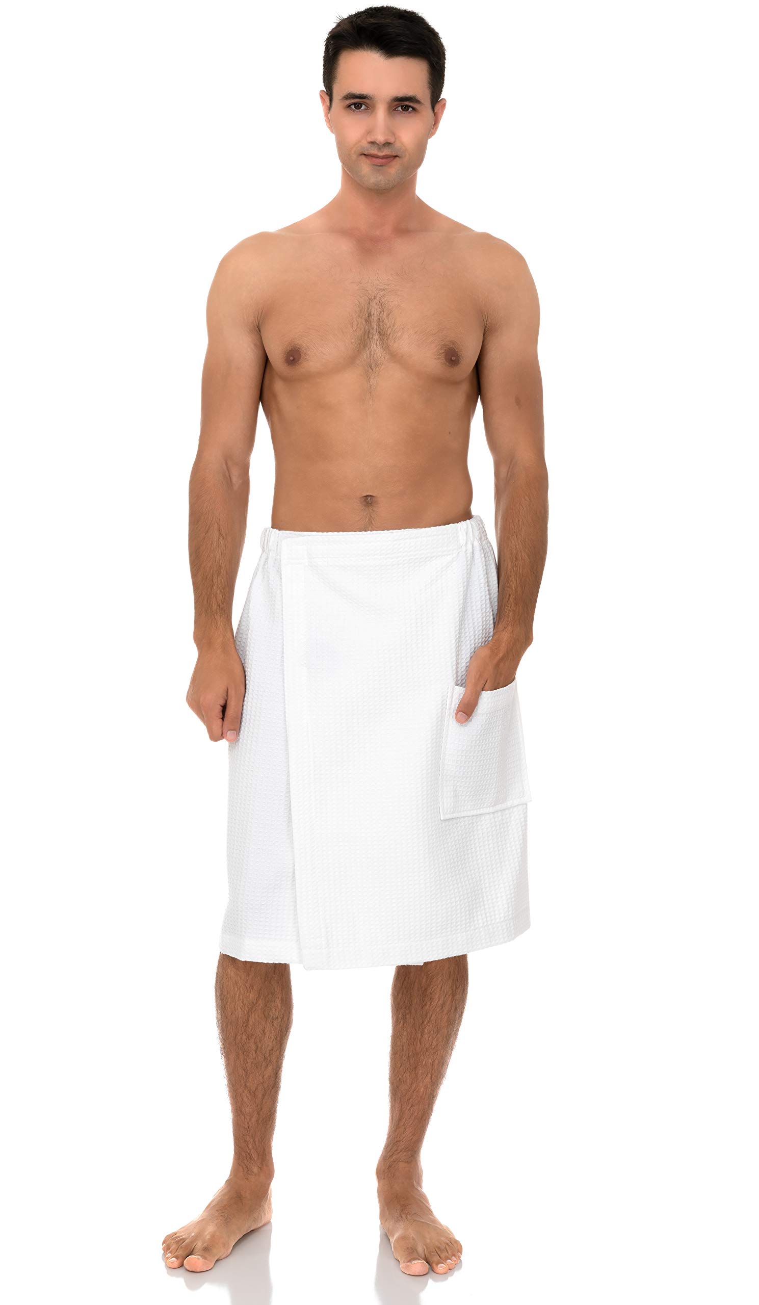 TowelSelections Men's Waffle Weave Shower Wrap - Soft Spa Bath Robe & Gym Cover-Up - Perfect for Post-Workout, Poolside & Relaxation at Home