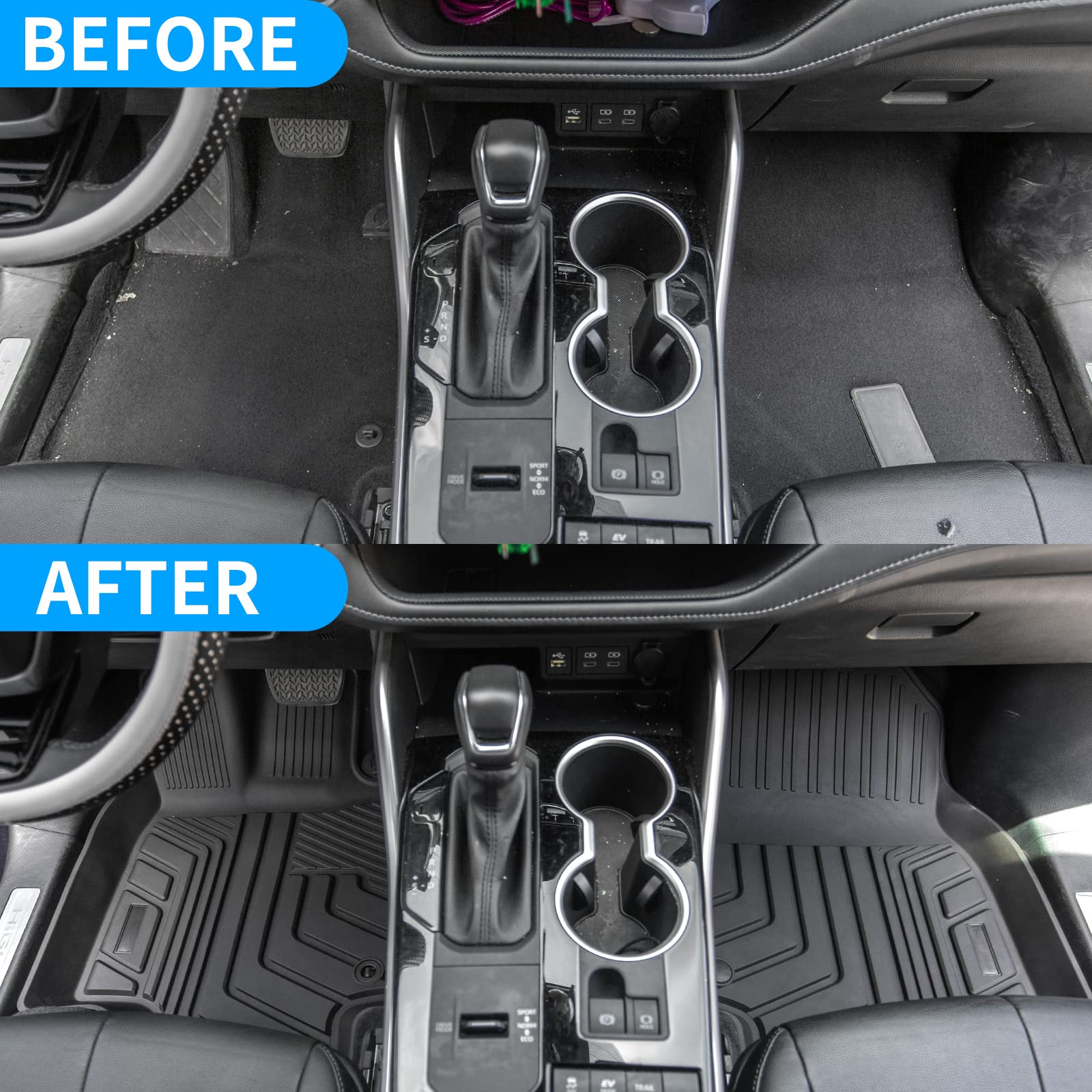 All-Weather TPE Floor Mats for 2020-2025 Toyota Highlander 3-Row SUV | Custom Fit 7-Seater Car Accessories | Durable Protection for Mud, Snow & Spills