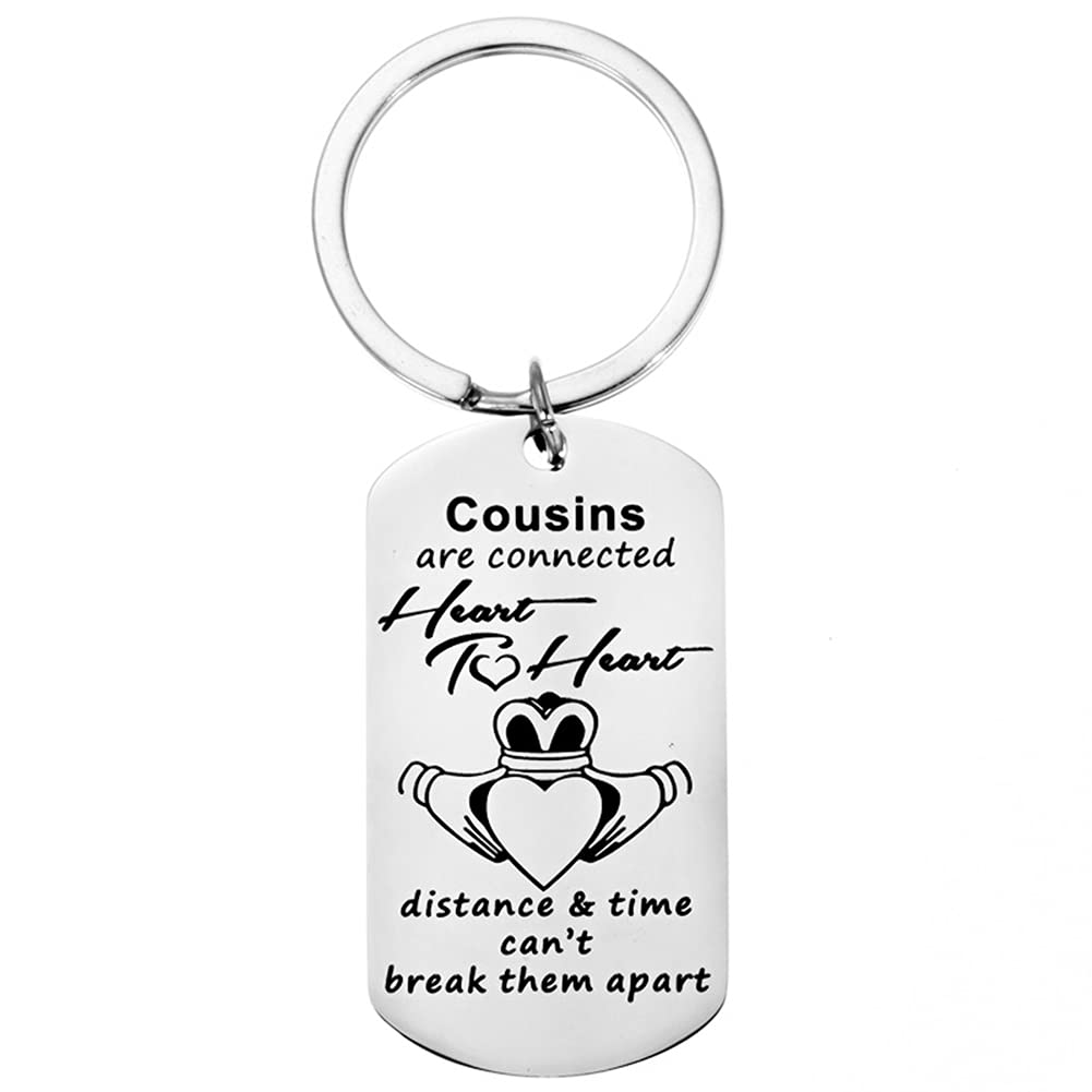 Heart to Heart Cousin Keychain - Thoughtful Birthday & Christmas Gifts for Boys, Girls, Women & Men - Perfect for Family Reunions, Holiday Presents & Keepsakes