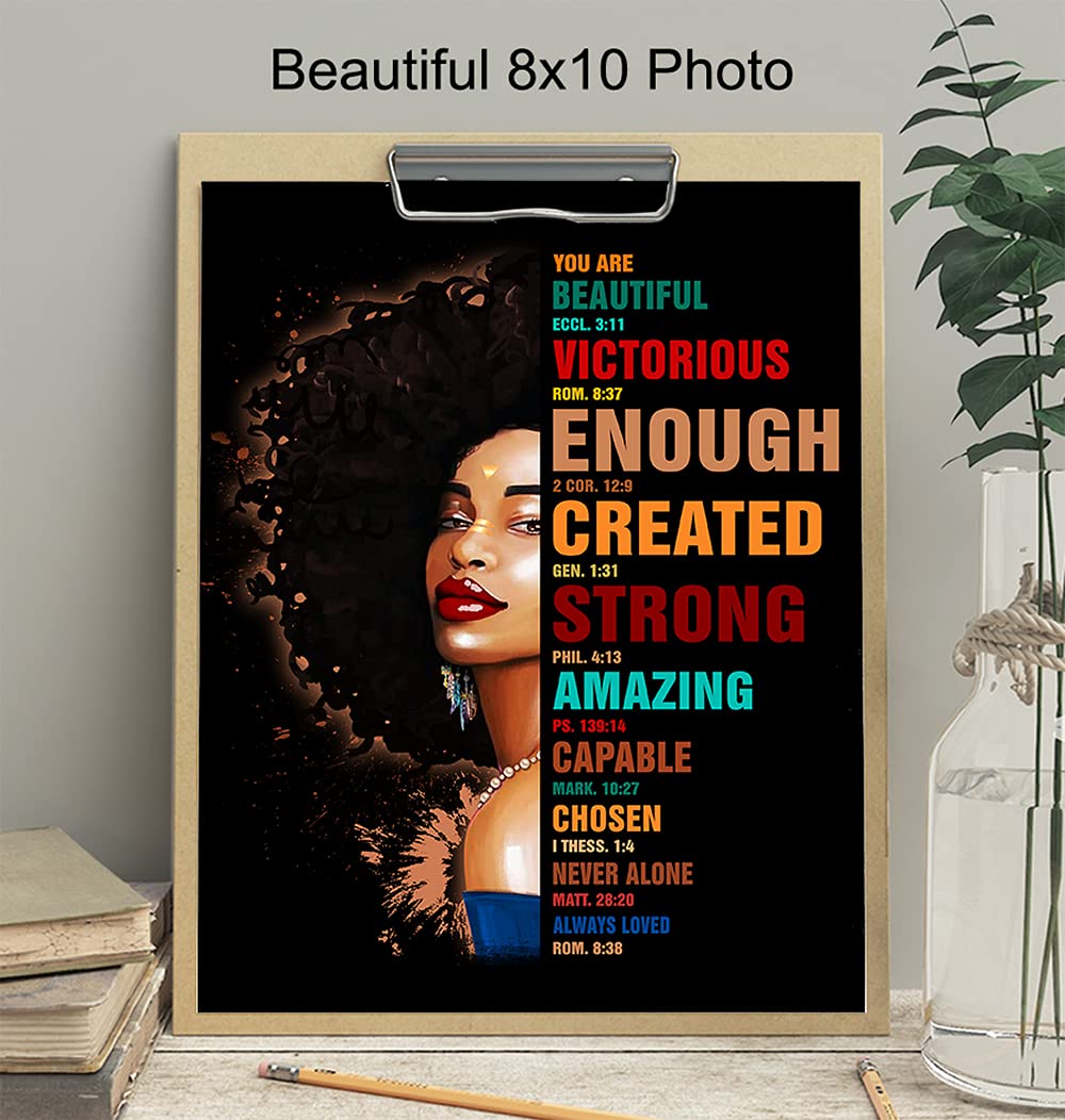 African American Wall Art - Religious Gifts for Black Women - Christian Decor for Home & Office