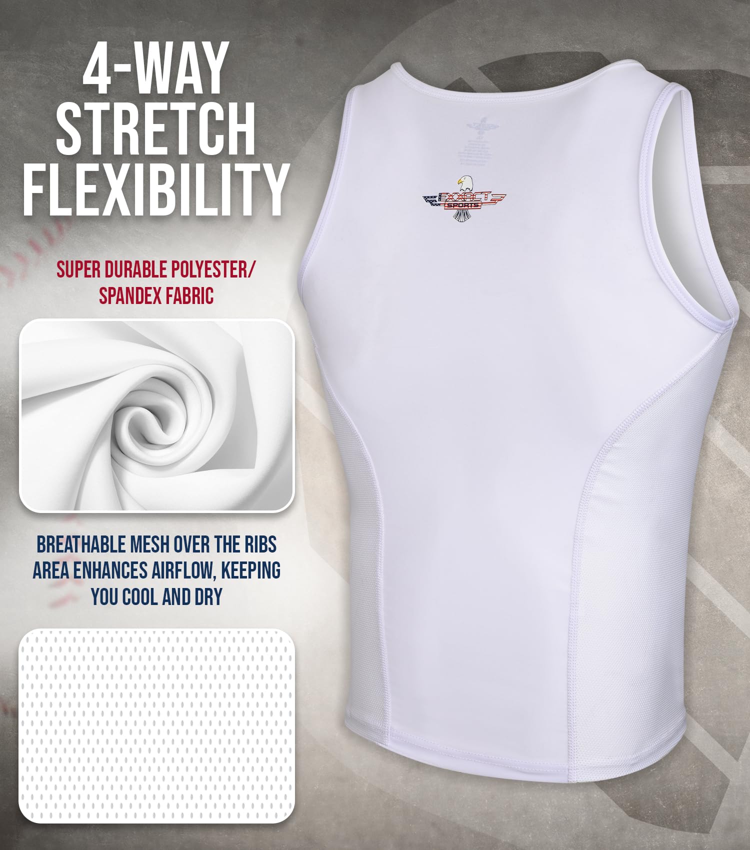 Exxact Sports Youth Baseball & Softball Chest Protector - Padded Compression Shirt with Protective Padding for Safe Training & Games | Perfect for Little League, Practice, and Youth Sports Safety Gear