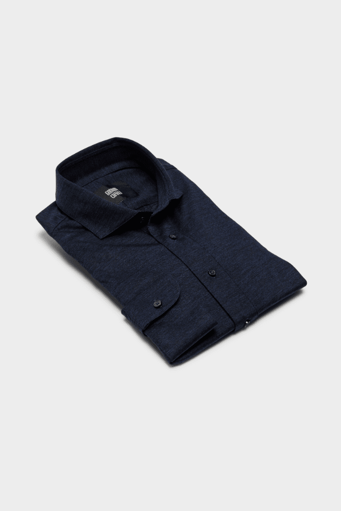 Premium Navy Merino Wool Long Sleeve Polo Shirt for Men - Soft & Breathable Business Casual Wear - Ideal for Office, Golf & Outdoor Activities