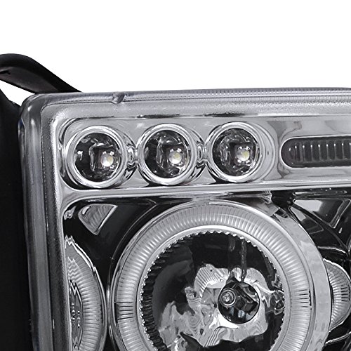 Spec-D Tuning 2LHP-RAM94-TM LED Halo Projector Headlights for Dodge Ram 1500/2500/3500 - Chrome Clear Lens - Upgrade Your Truck's Style & Night Visibility (Perfect for Off-Roading & Night Driving)