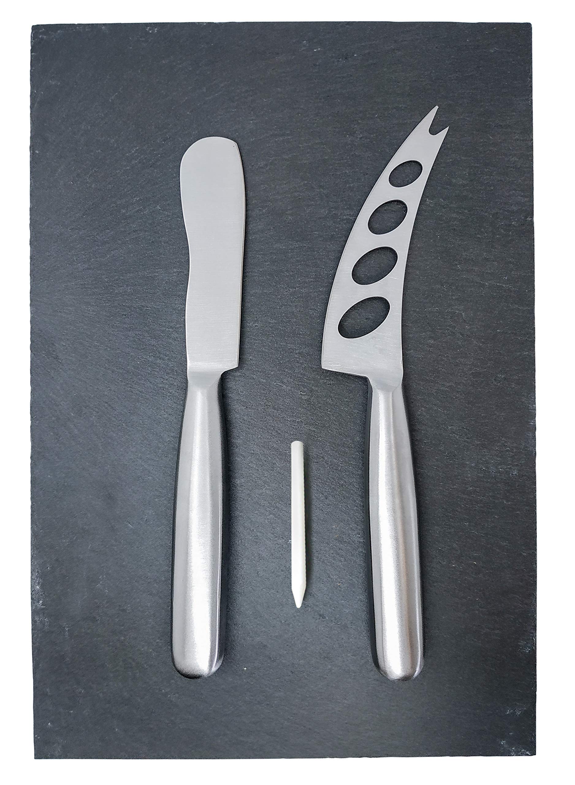 Premium Nerthus FIH 360 Slate Cheese Board Set - Includes Wooden Slate, Cheese Knife, Spreader & Chalk - Perfect for Wine Tasting, Charcuterie & Entertaining Gifts
