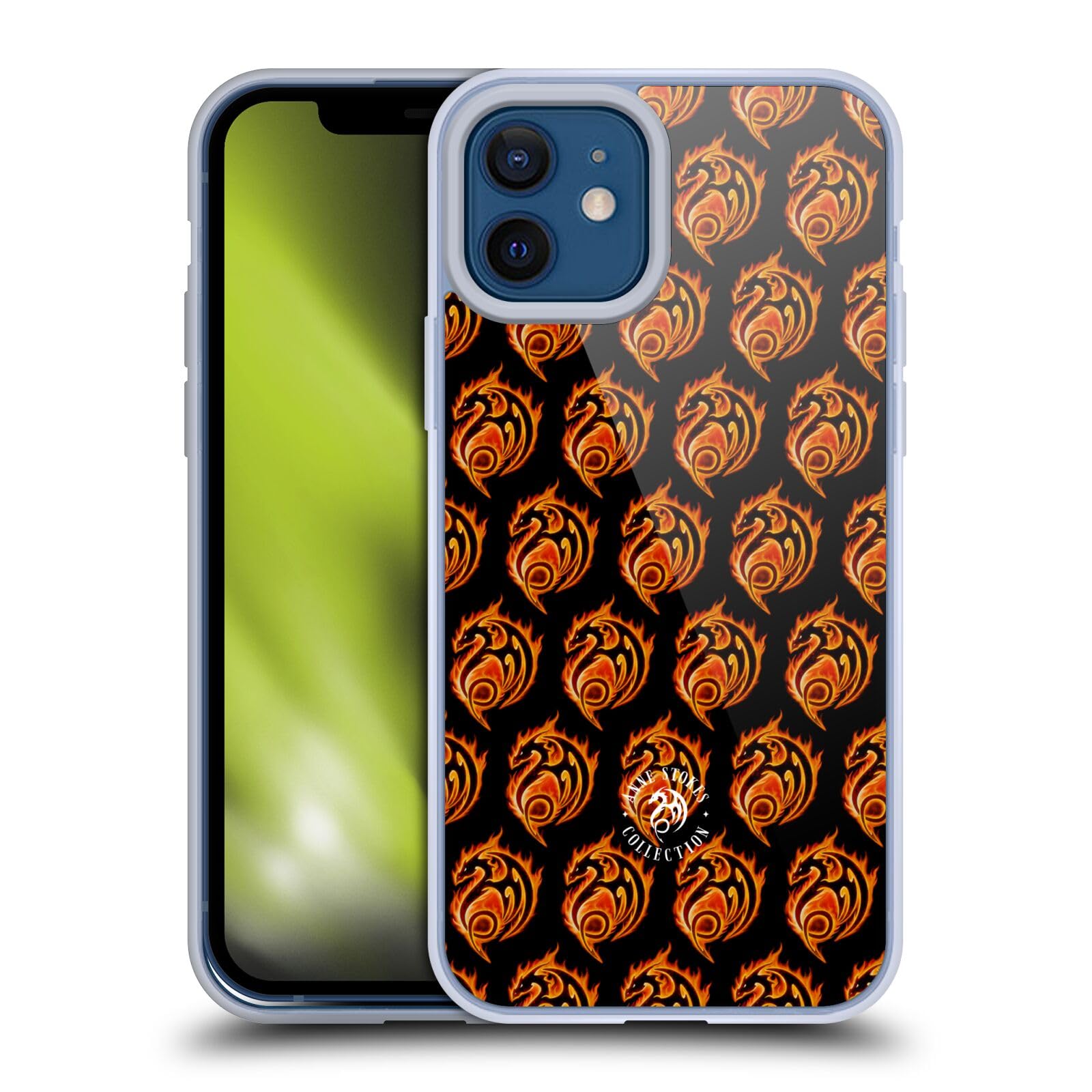 Officially Licensed Anne Stokes Dragon Fire Tribal Soft Gel Case for Apple iPhone 12 & iPhone 12 Pro - Stylish Protection for Fantasy Lovers & Gaming Enthusiasts