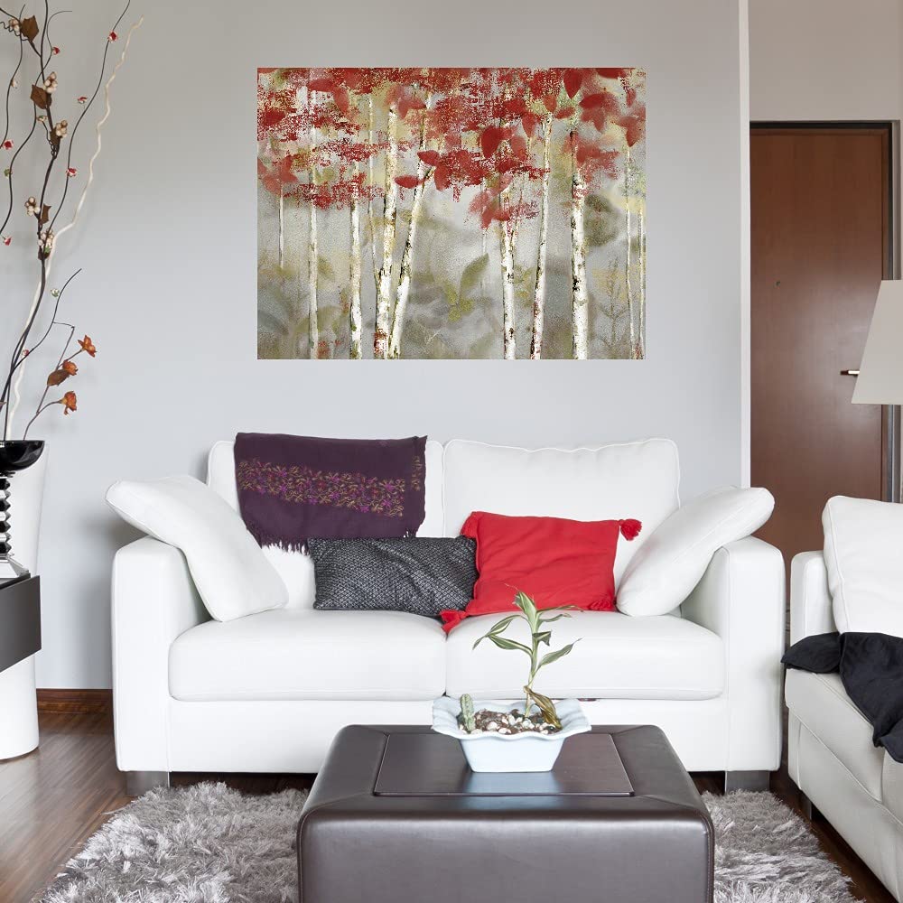 Autumn Forest Canvas Wall Art - 32x24 Inch Large Fine Art Painting for Bedroom & Living Room Decor - Handmade by Artist Nan - Perfect for Home, Office & Gift Giving