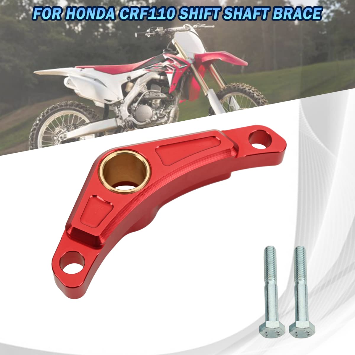 Canitu Red Shift Brace - CNC Aluminum Shifter Support for Honda CRF110 2013-2023 | Off-Road Riding