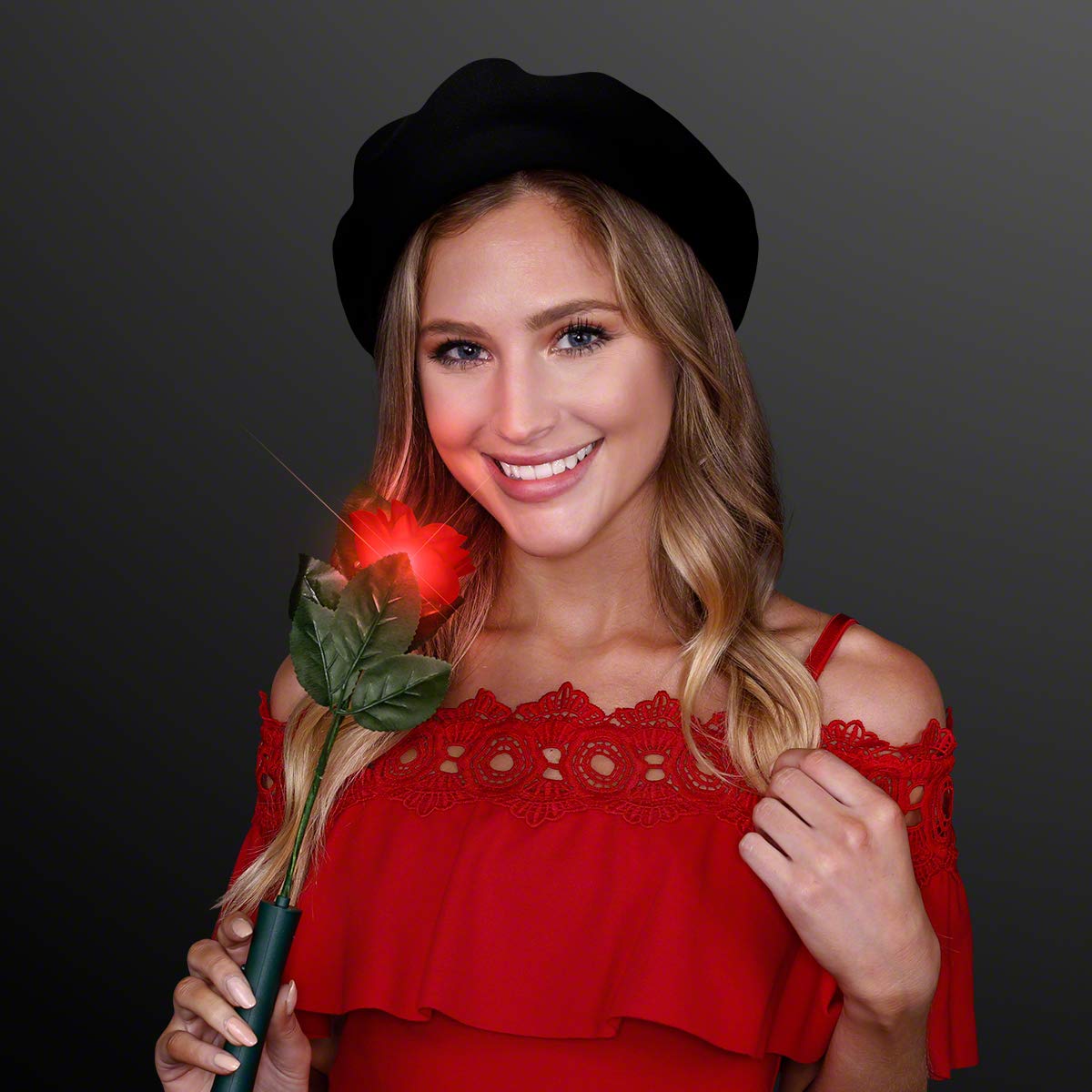 Flashing Blinky Lights LED Red Light Up Rose - Romantic Gift for Valentine's Day, Anniversary & Proposals - Perfect for Weddings, Date Nights & Special Occasions