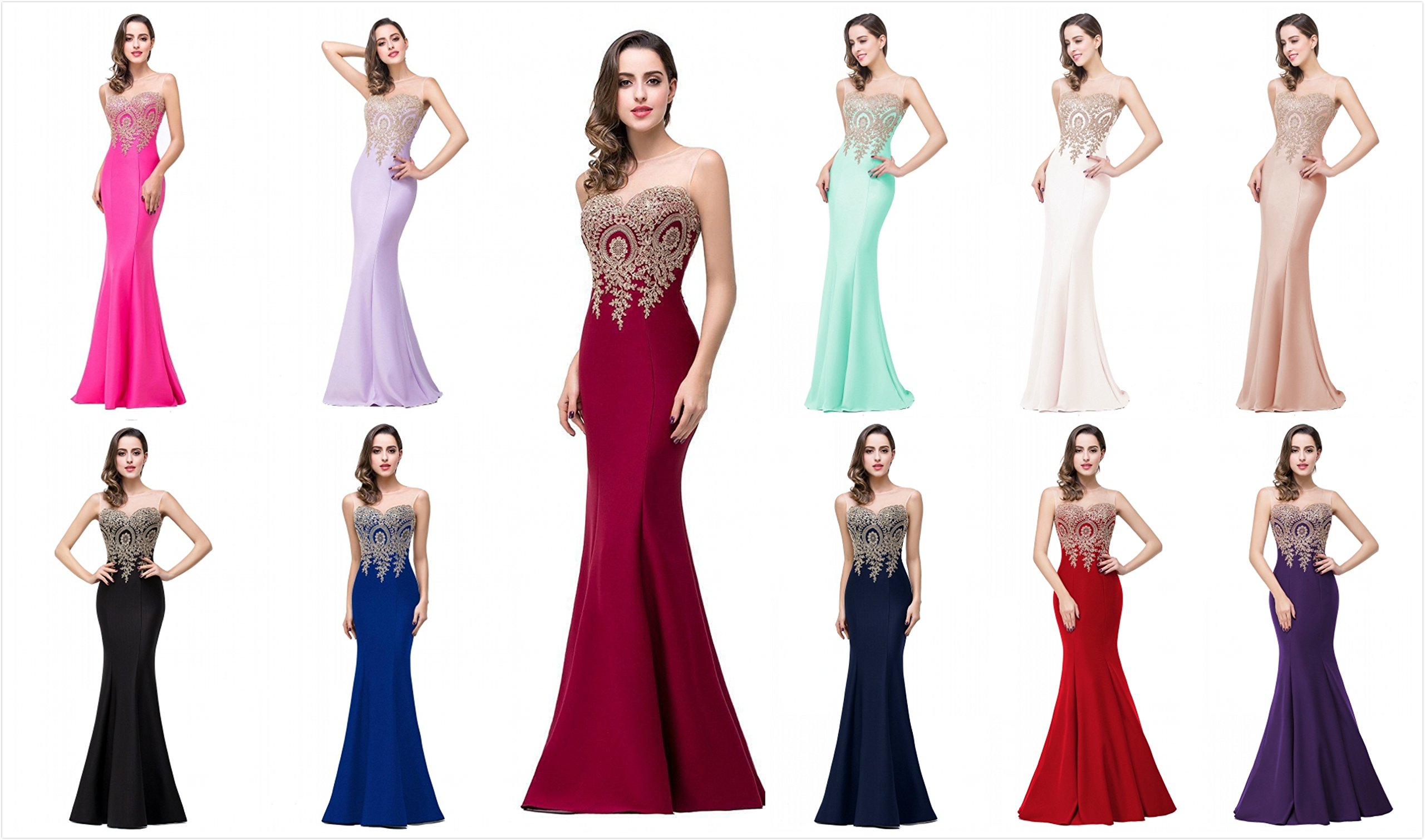 Elegant Women's Lace Applique Mermaid Evening Gown - Formal Prom Dress for Special Occasions | Perfect for Weddings, Galas & Black Tie Events