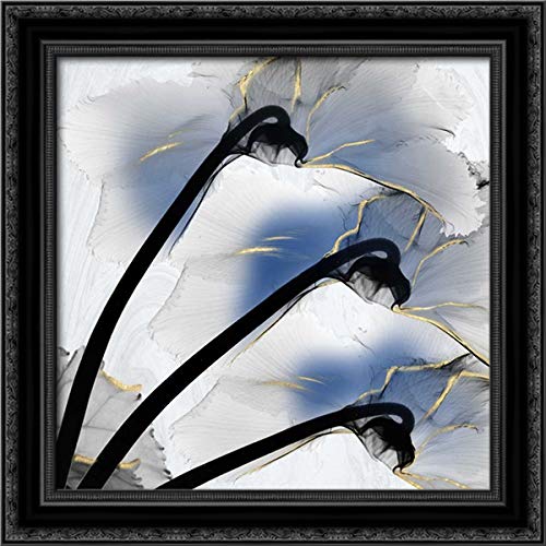 Albert Koetsier 28x28 Black Ornate Framed Canvas Art Print - Indigo Luster Marble | Elegant Home Decor for Living Room, Bedroom & Office