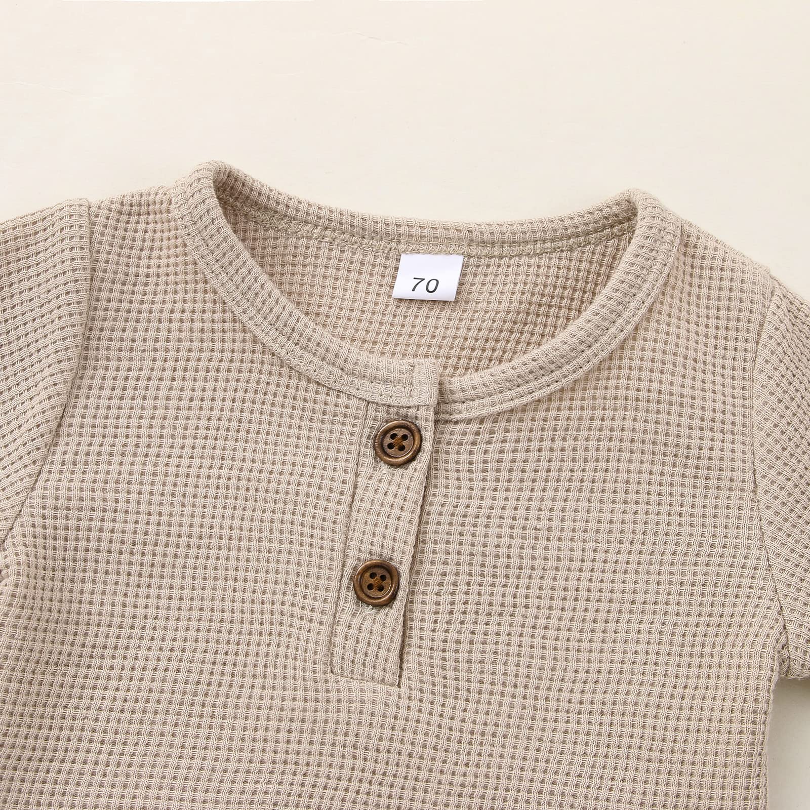 Twopumpkin Neutral Baby Boy Clothes Set - Soft Waffle Knit Sweatshirt & Pants Outfit for Newborns & Toddlers | Cozy Everyday Wear, Photo Shoots & Playdates