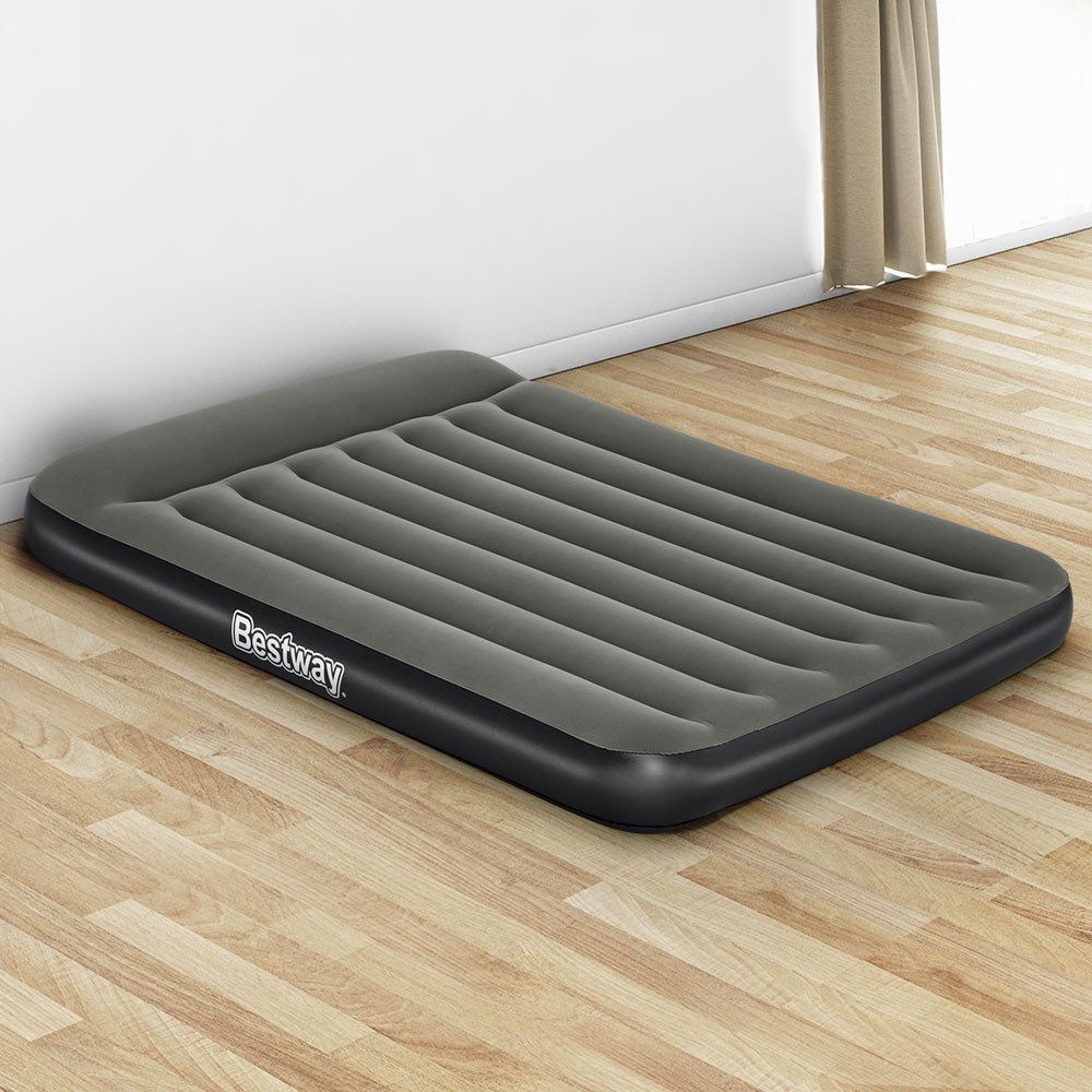 Bestway Double Height Air Mattress - 30cm Inflatable Bed with Built-in Pump, Grey - Perfect for Camping, Guest Beds & Home Use