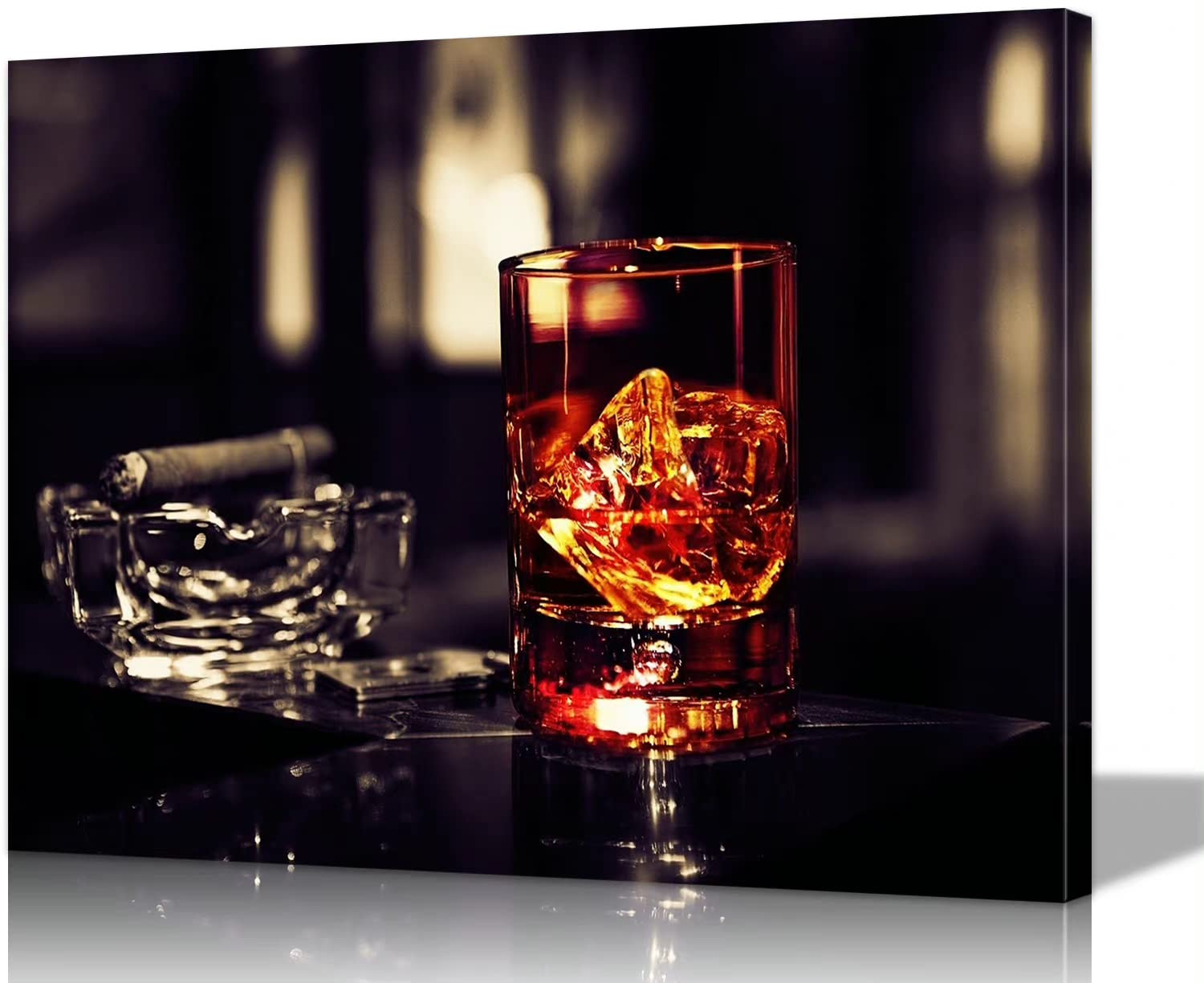 Whiskey Wall Art Decor - Framed Kitchen & Dining Room Decor (28''Hx40''W) - Perfect for Home Bar, Restaurant, or Man Cave Decorations