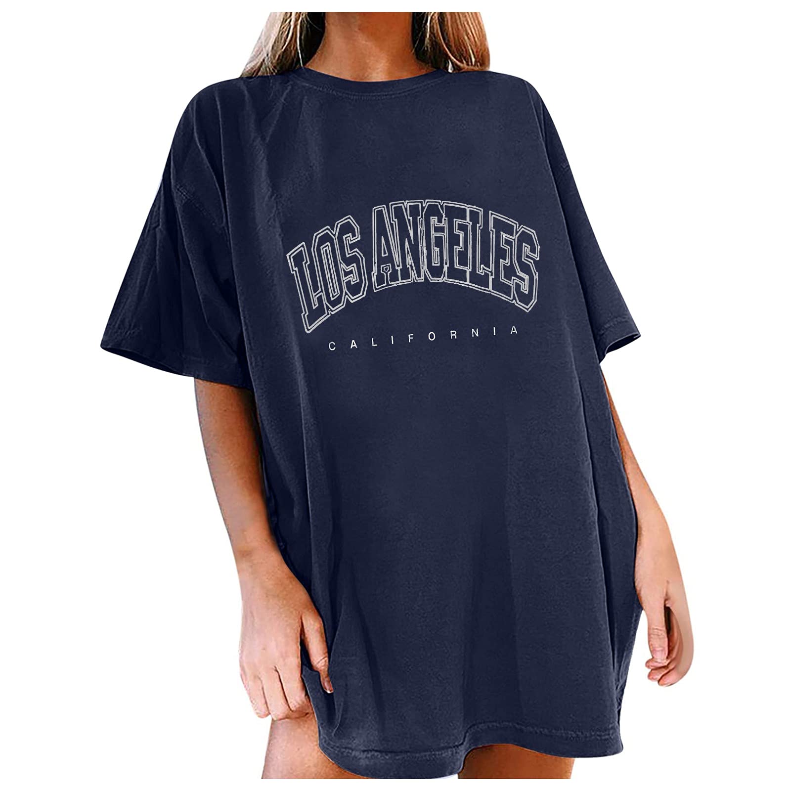 Vintage Oversized T-Shirts for Women - Soft Summer Short Sleeve Crewneck Blouse, Loose Fit Casual Trendy Top for Streetwear, Lounge & Everyday Outfits