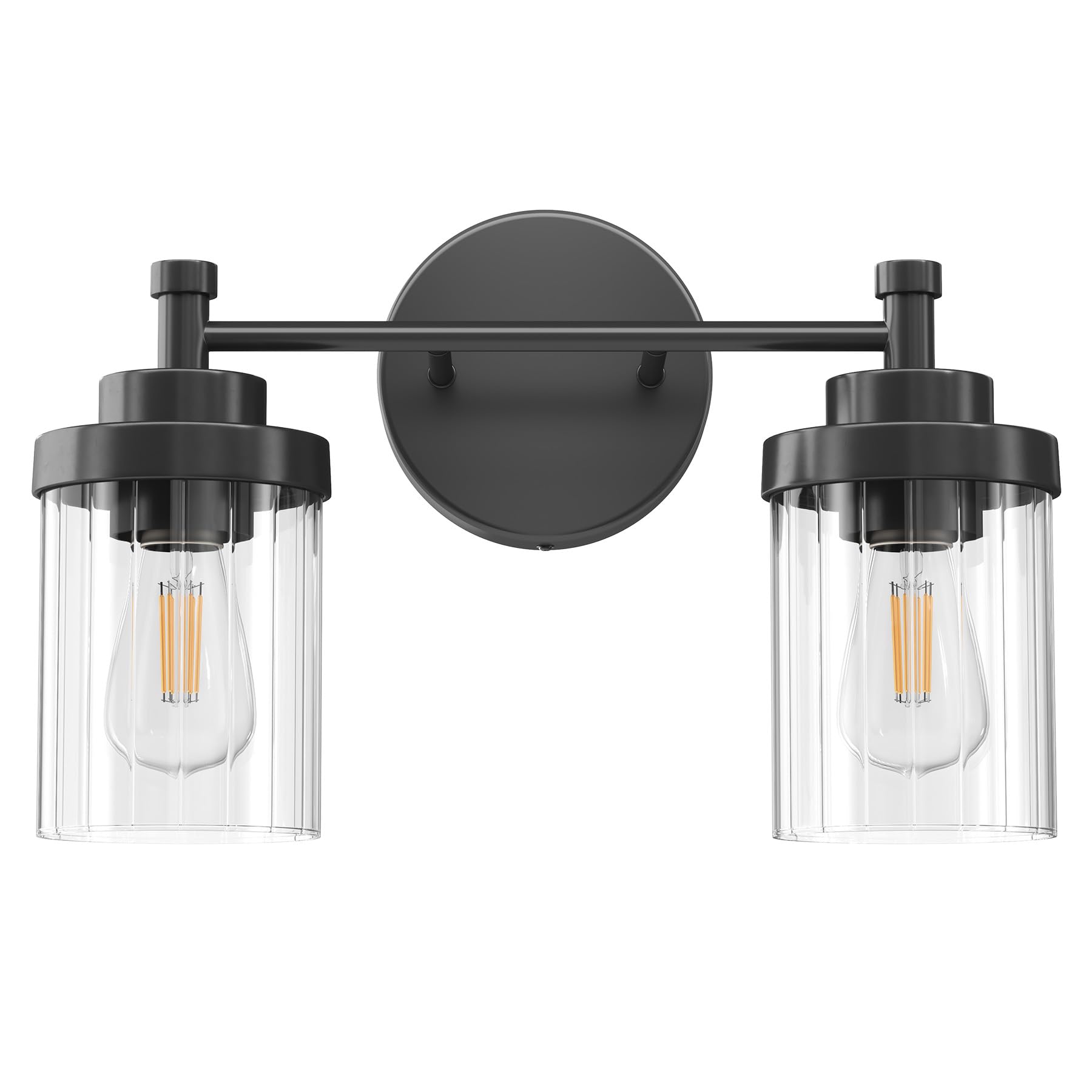 Black Bathroom Vanity Lights 2-Light Over Mirror with Glass Shades for Modern Bathrooms
