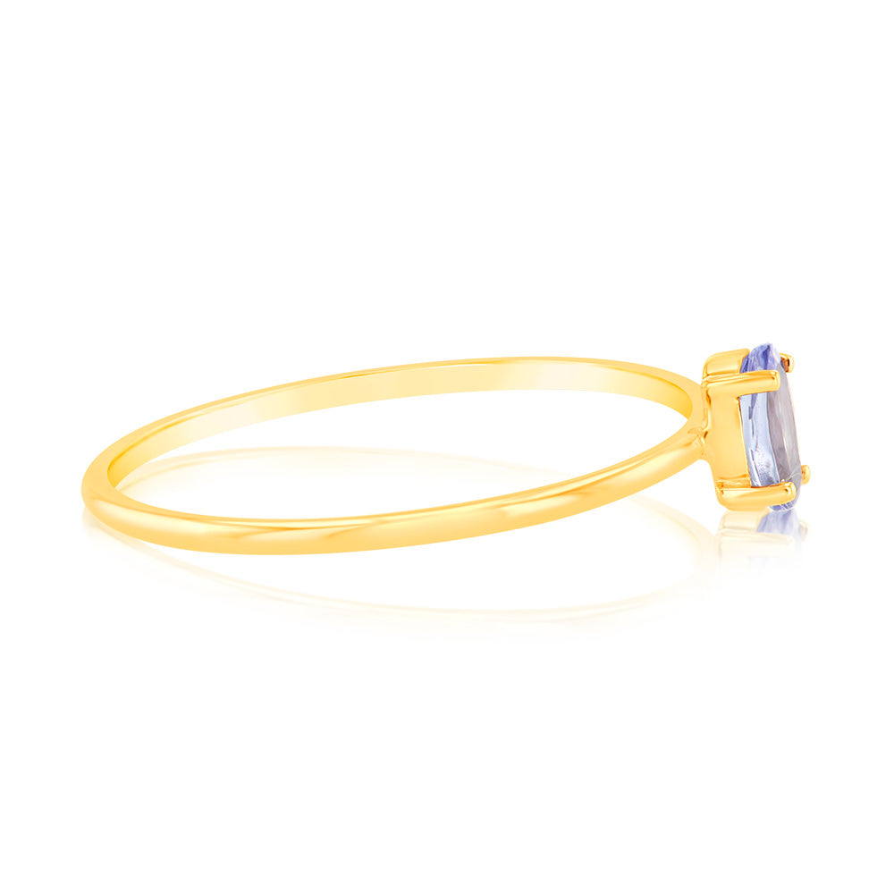 1 Oval Tanzanite 5x3mm in 9ct Yellow Gold Ring - Elegant Tanzanite Jewelry for Women, Perfect for Engagement, Wedding & Anniversary Gifts