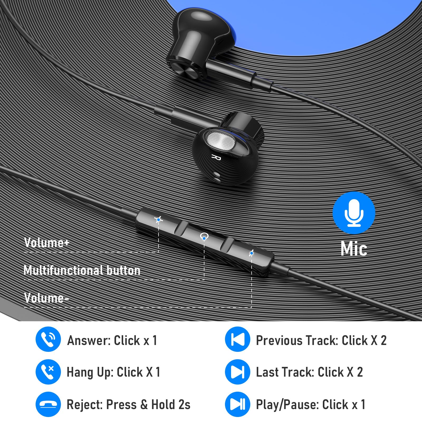 **Magnetic Wired Earbuds with 3.5mm Plug - Noise Canceling HiFi In-Ear Headphones for Kindle Fire HD 10/8/8 Plus/7, Chromebook, PC, Laptop & Samsung Galaxy A15 5G - Perfect for Work, Travel & Gaming**
