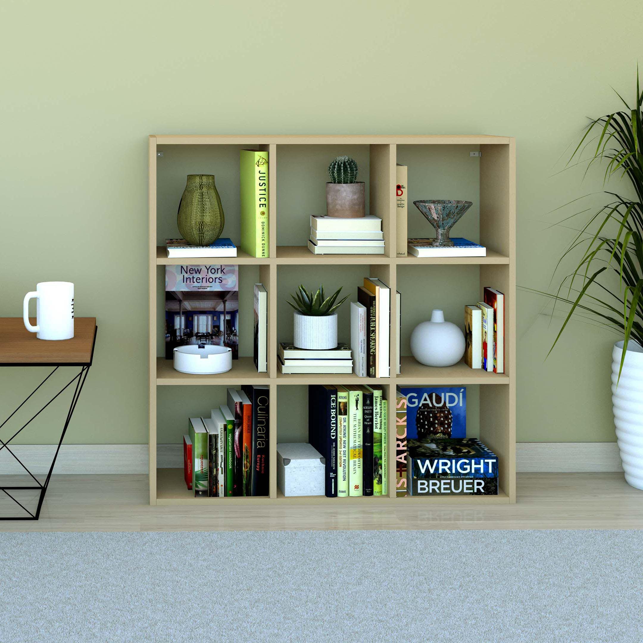 LETMOBEL 9-Cube Storage Organizer Shelf - DIY Bookcase & Cube Storage for Bedroom, Living Room, Office | Maple Wood Home Decor | Perfect for Organizing Books, Toys & Home Essentials