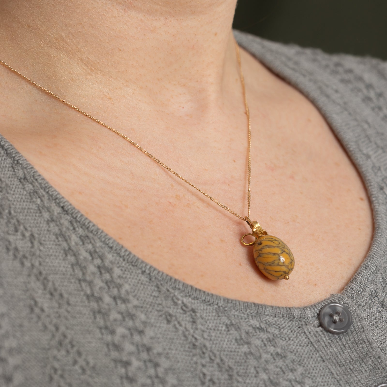 Cavelti Dendritic Common Boulder Opal Egg Charm - 22.00ct Natural Gemstone Jewelry for Necklace, Bracelet & DIY Crafting | Unique Handmade Gift for Women