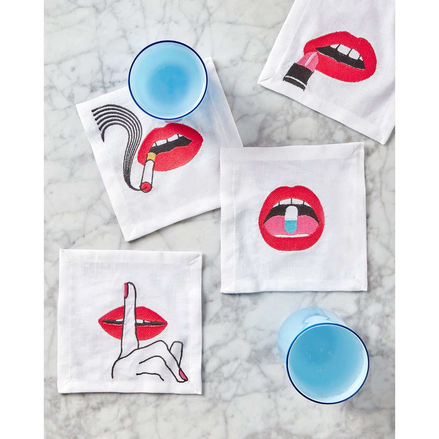 Premium Lips Cocktail Napkins - 50 Count, 4x4 Inch, Absorbent & Decorative for Parties, Weddings, and Home Decor - Fun & Stylish Paper Napkins for Drinks, Appetizers, and Entertaining