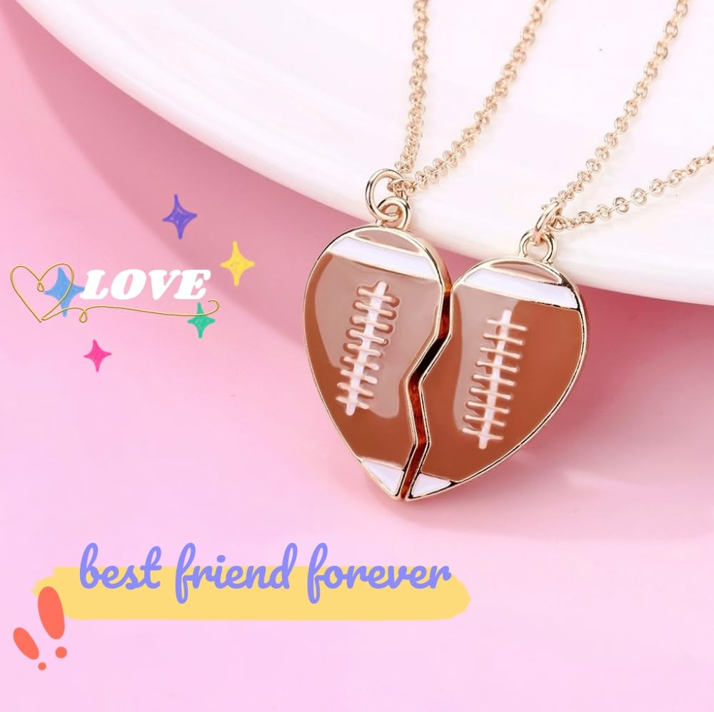 Best Friend Necklace Set - Matching Magnetic Pendant for Couples, BFFs, Boys & Girls - Soccer, Football, Basketball Sports Theme Jewelry Gift for Valentine's Day, Anniversary & Friendship Moments