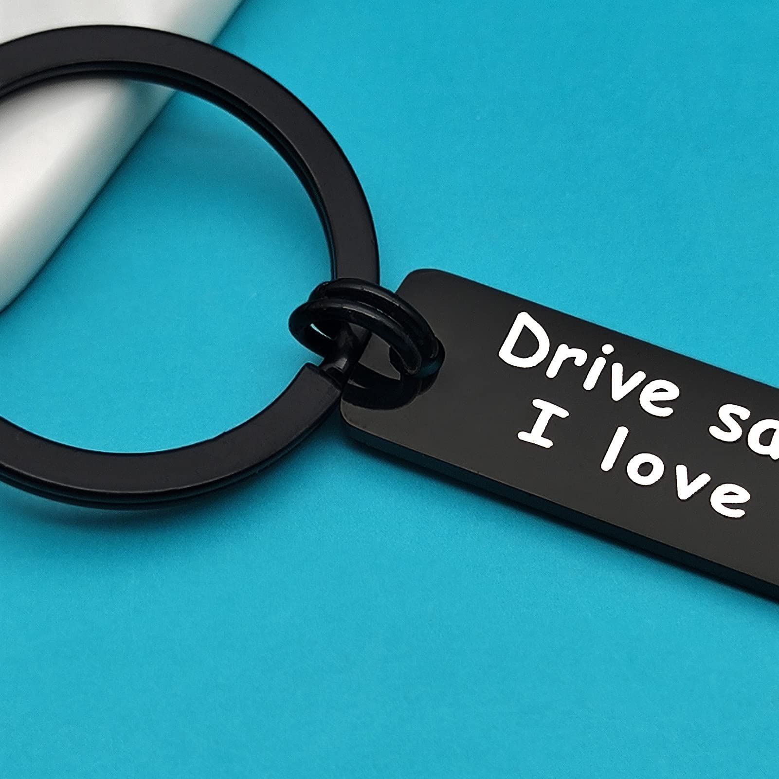 Drive Safe Keychain for Dad - Christmas, Father's Day, Birthday & Thanksgiving Gift for Daddy, Papa, Trucker Dad | Personalized I Love You Car Accessory for Safe Driving