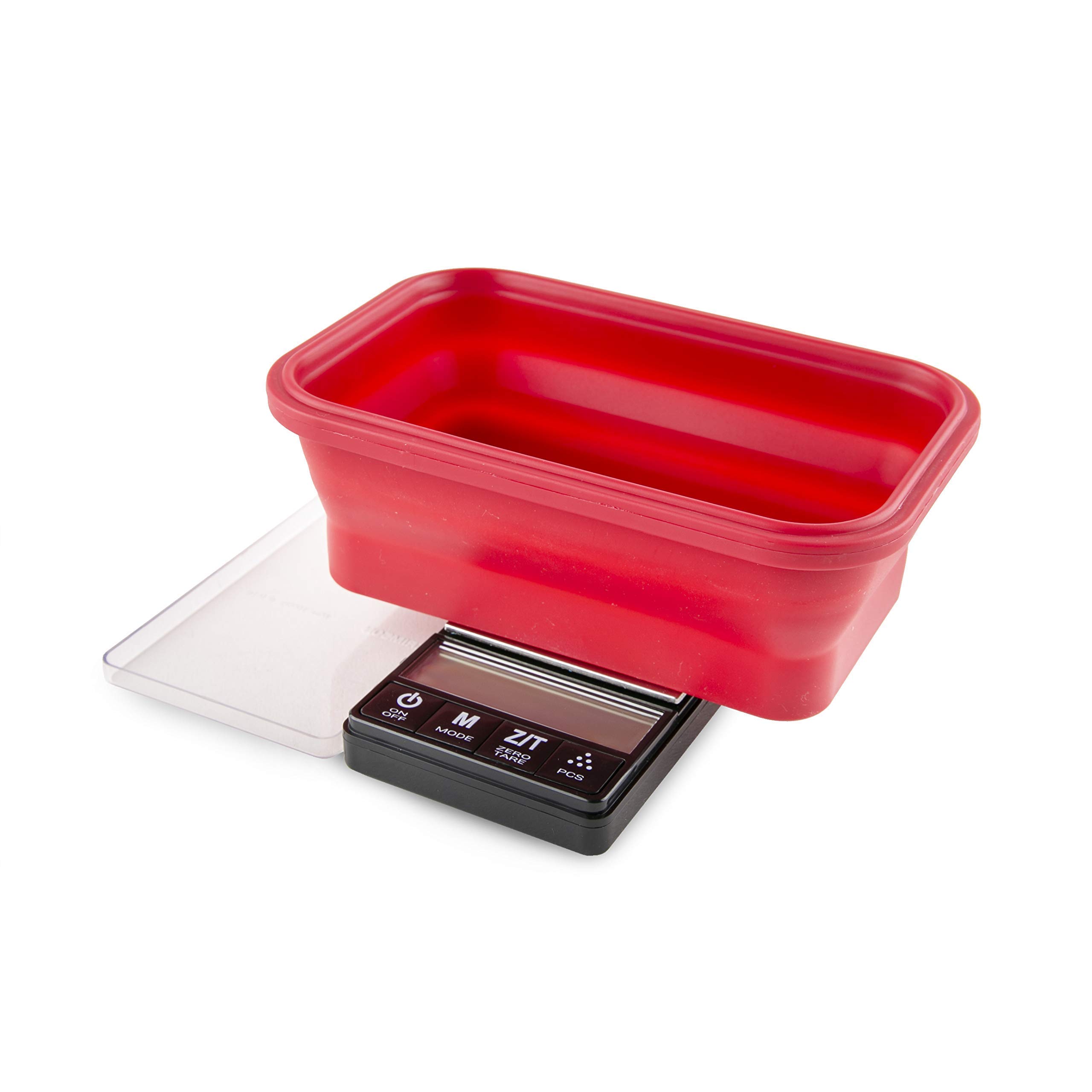 **Crimson Digital Mini Scale 1000g x 0.1g (Red/Black) - Precision Kitchen & Travel Scale with Bowl - Portable Food Scale for Meal Prep, Baking, Coffee, Jewelry & Postal Weighing**