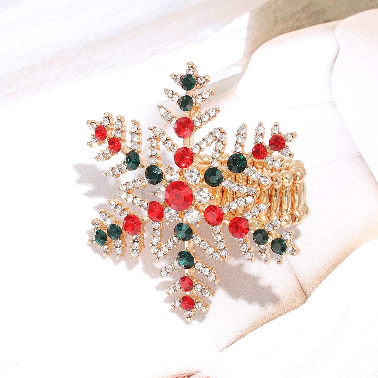 Festive Christmas Stretch Rings for Women - Elegant Snowflake, Santa & Tree Designs with Crystal Rhinestones | Holiday Party Jewelry for Xmas, Winter Celebrations & Gift Giving
