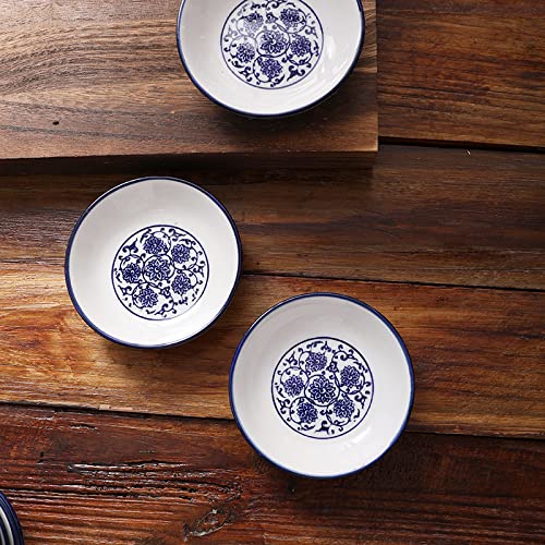 Blue and White Ceramic Appetizer Plates - Small Serving Dishes for Seasoning, Desserts, Snacks - Perfect for Parties, Tea Time, and Home Dining Decor