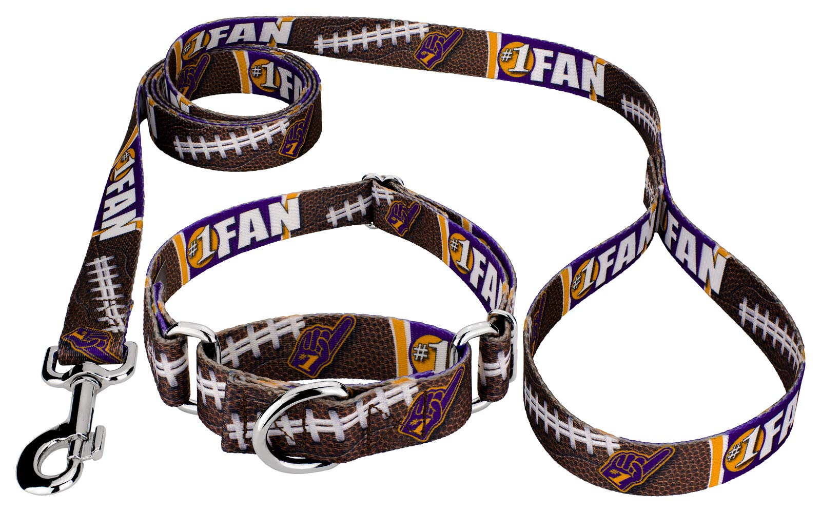 Country Brook Petz - Adjustable Martingale Dog Collar & Leash Set - 14 Sporty Designs for Training, Walking & Running - Perfect for Active Dogs & Outdoor Adventures