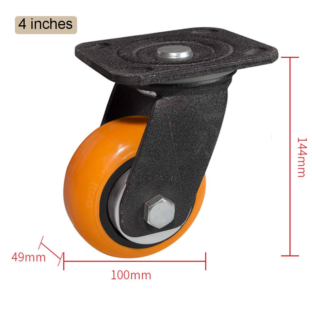 4 Pcs Heavy-Duty Silent Rubber Casters with Brakes - Universal Swivel & Locking Wheels for Furniture, Carts, and Workbenches - Smooth Rolling & Noise-Free Mobility