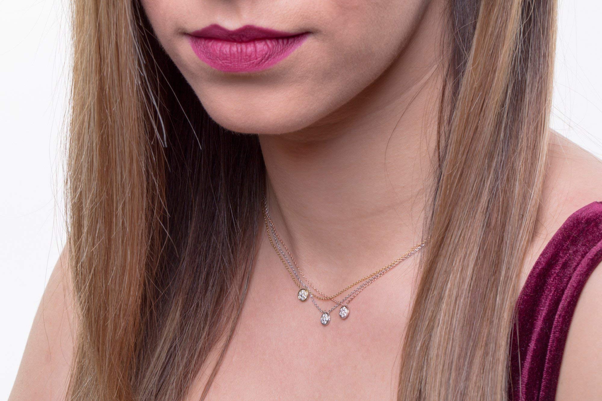 Elegant Diamond Pendant Necklace for Women - Rose Gold Minimalist Jewelry Box Disc Necklace - Perfect for Weddings, Parties & Everyday Wear