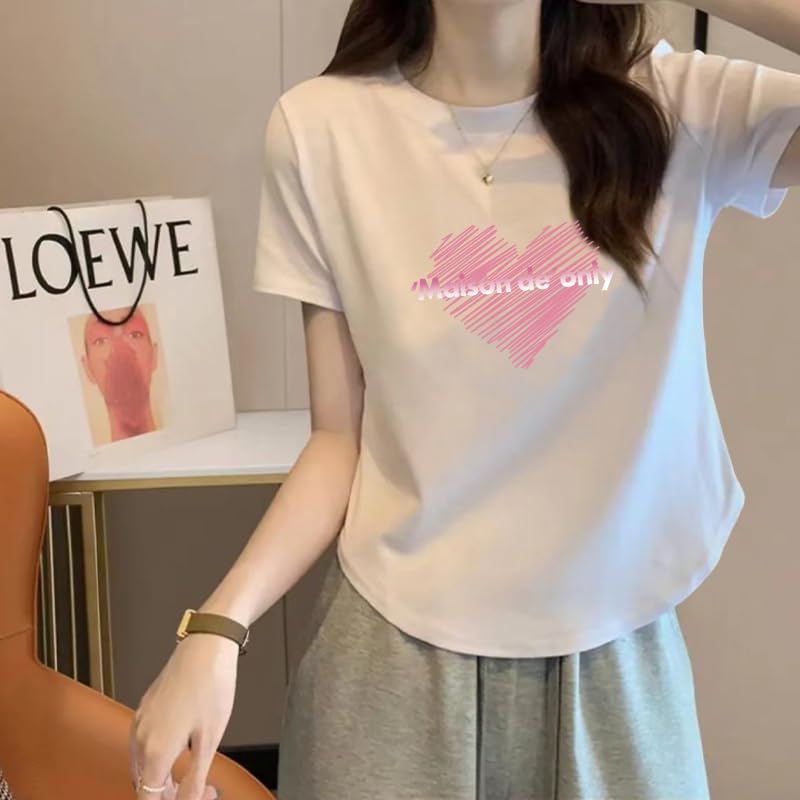 Women's Casual Basic Short Sleeve T-Shirt - Soft Cotton Summer Tee with Trendy Prints for Everyday Wear, Outing & Vacation Outfits
