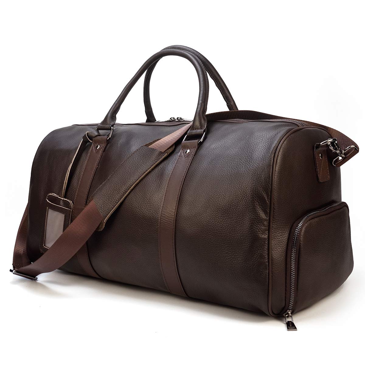 Premium Genuine Leather Travel Duffel Bag for Men & Women - Durable Overnight & Weekend Gym Bag - Sports Duffel with Spacious Compartments (9423 Brown) - Perfect for Business Trips, Gym Workouts & Weekend Getaways