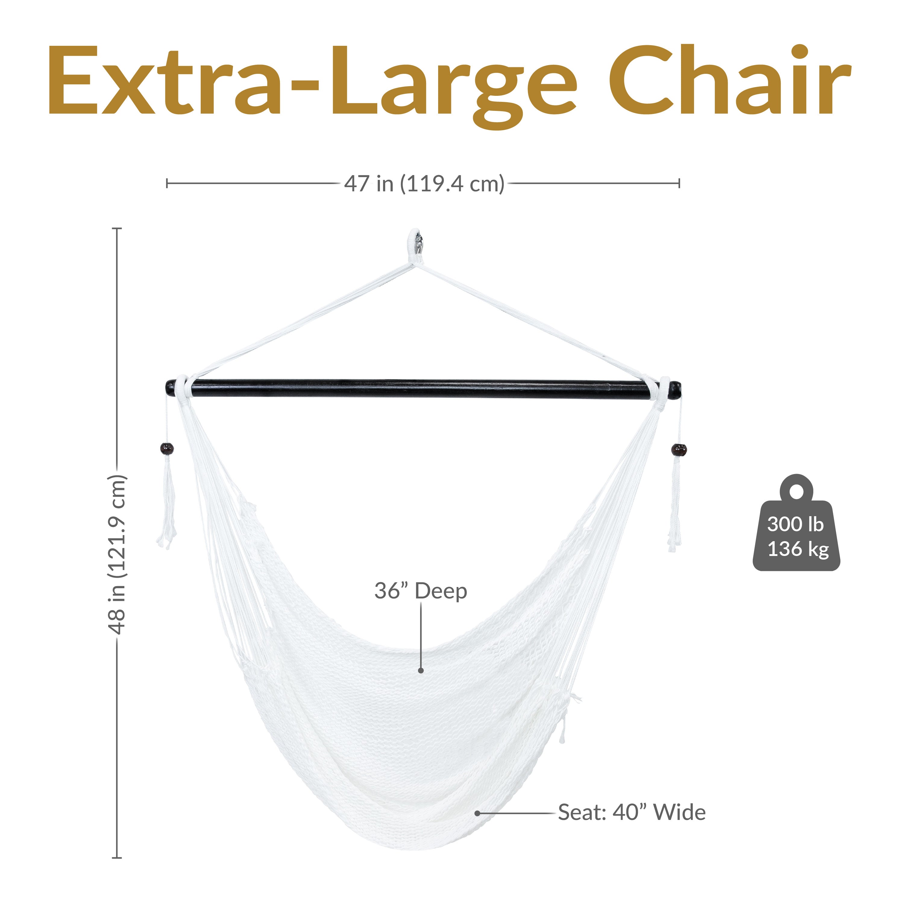 Extra Large Caribbean Polyester Rope Hammock Chair for Outdoor Relaxation - Perfect for Backyard, Patio, Poolside & Beach Lounging