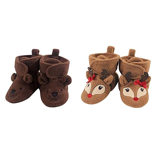 Hudson Baby Fleece Booties 2-Pack - Brown Bear, 6-12M - Cozy Winter Outfit