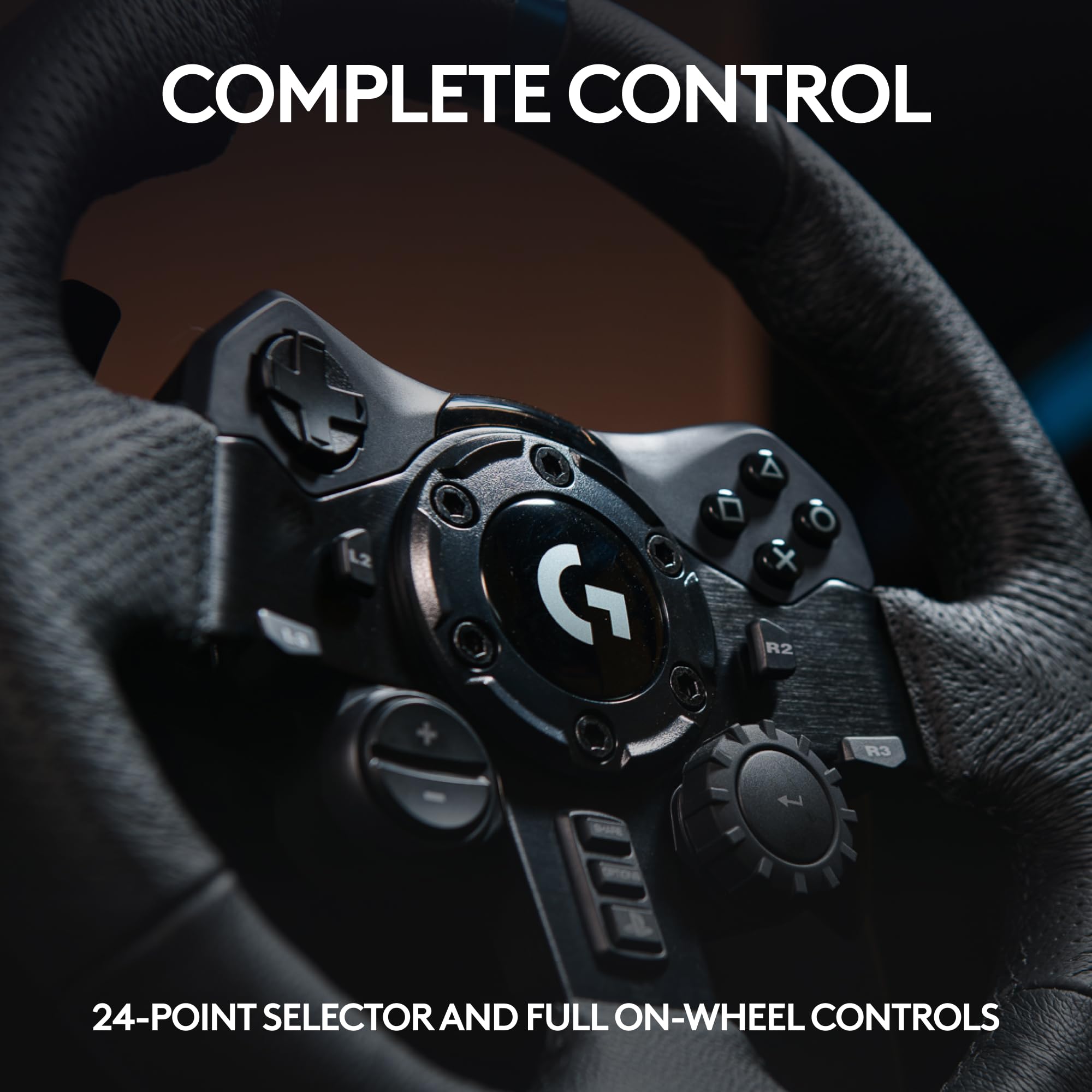 Logitech G923 Racing Wheel and Pedals for PS5, PS4, PC & Mac - TRUEFORCE 1000Hz Force Feedback, Genuine Leather Cover, Dual Clutch Launch Control - Perfect for Sim Racing, Gaming & Professional Driving Simulation