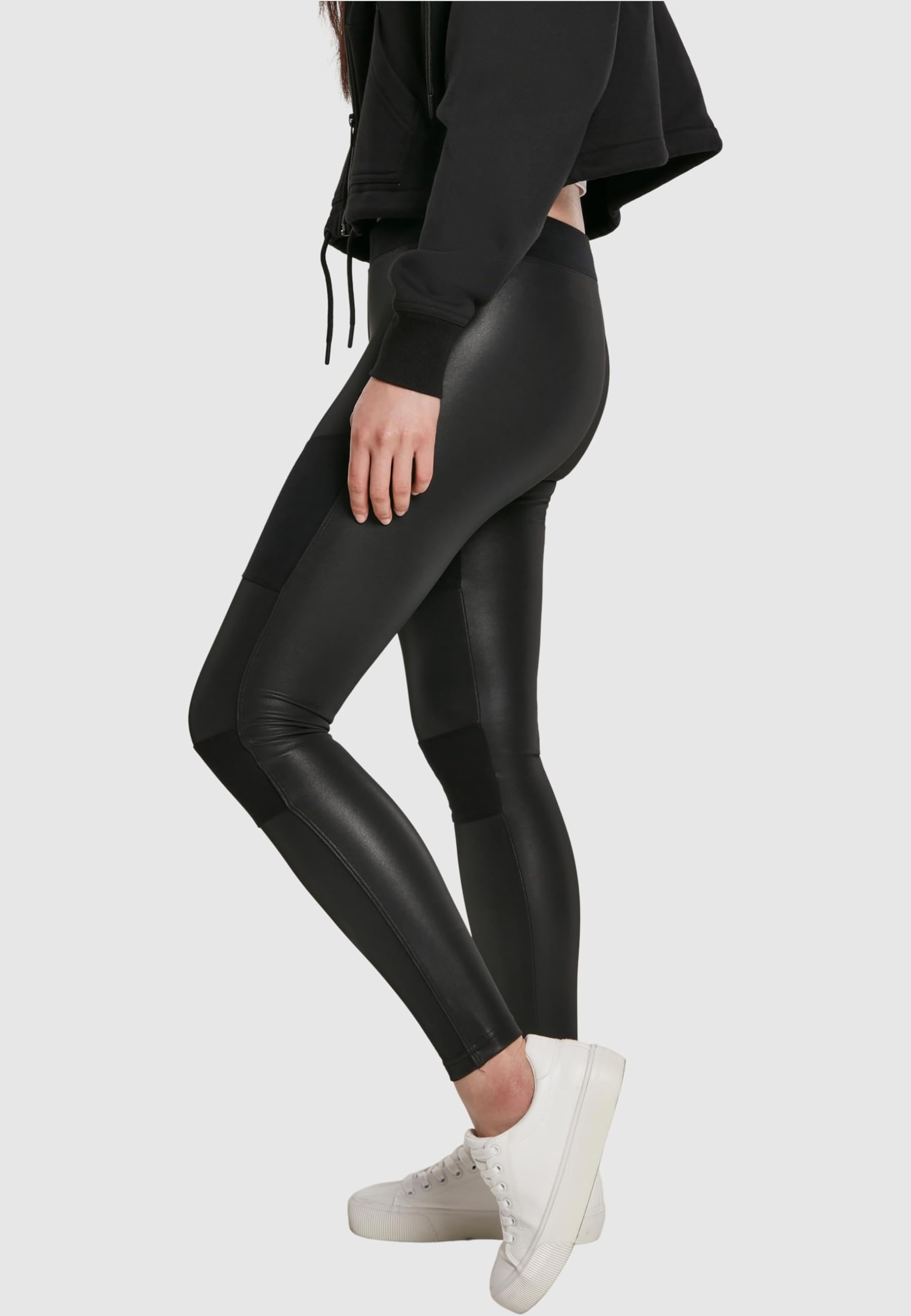 Urban Classics Women's Faux Leather High-Waisted Tech Leggings - Stylish & Comfortable for Yoga, Workouts & Everyday Wear