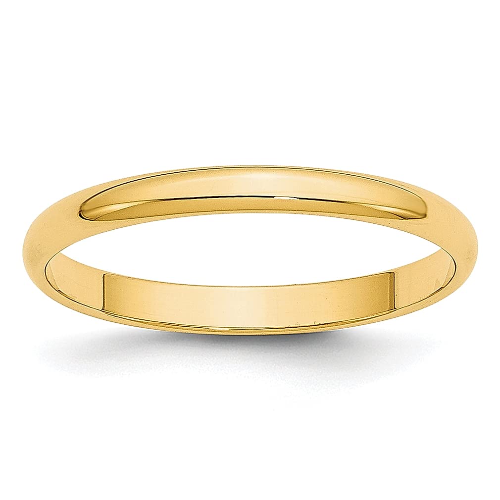 14K Yellow Gold 2.5mm Lightweight Half Round Wedding Band Ring - Size 9.5 Classic Fine Jewelry for Women | Elegant Bridal Jewelry, Anniversary Gift for Her, Perfect for Weddings, Engagements & Special Occasions