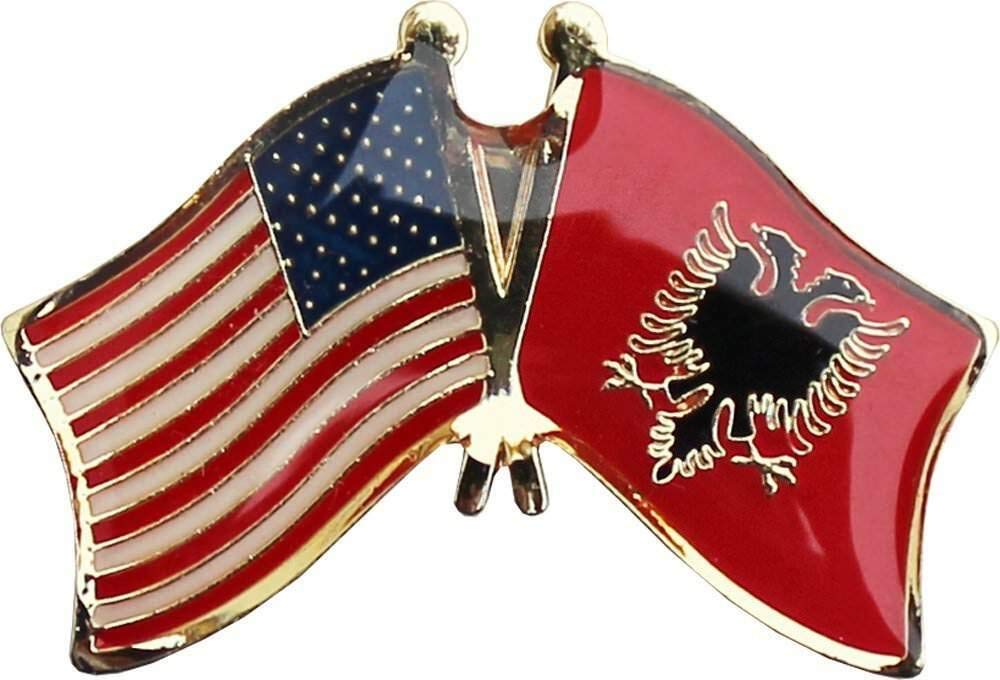 USA Albania Friendship Flag Bike Motorcycle Hat Cap Lapel Pin - Durable American & Albanian Flags for Cycling, Motorcycle Rides & Patriotic Events