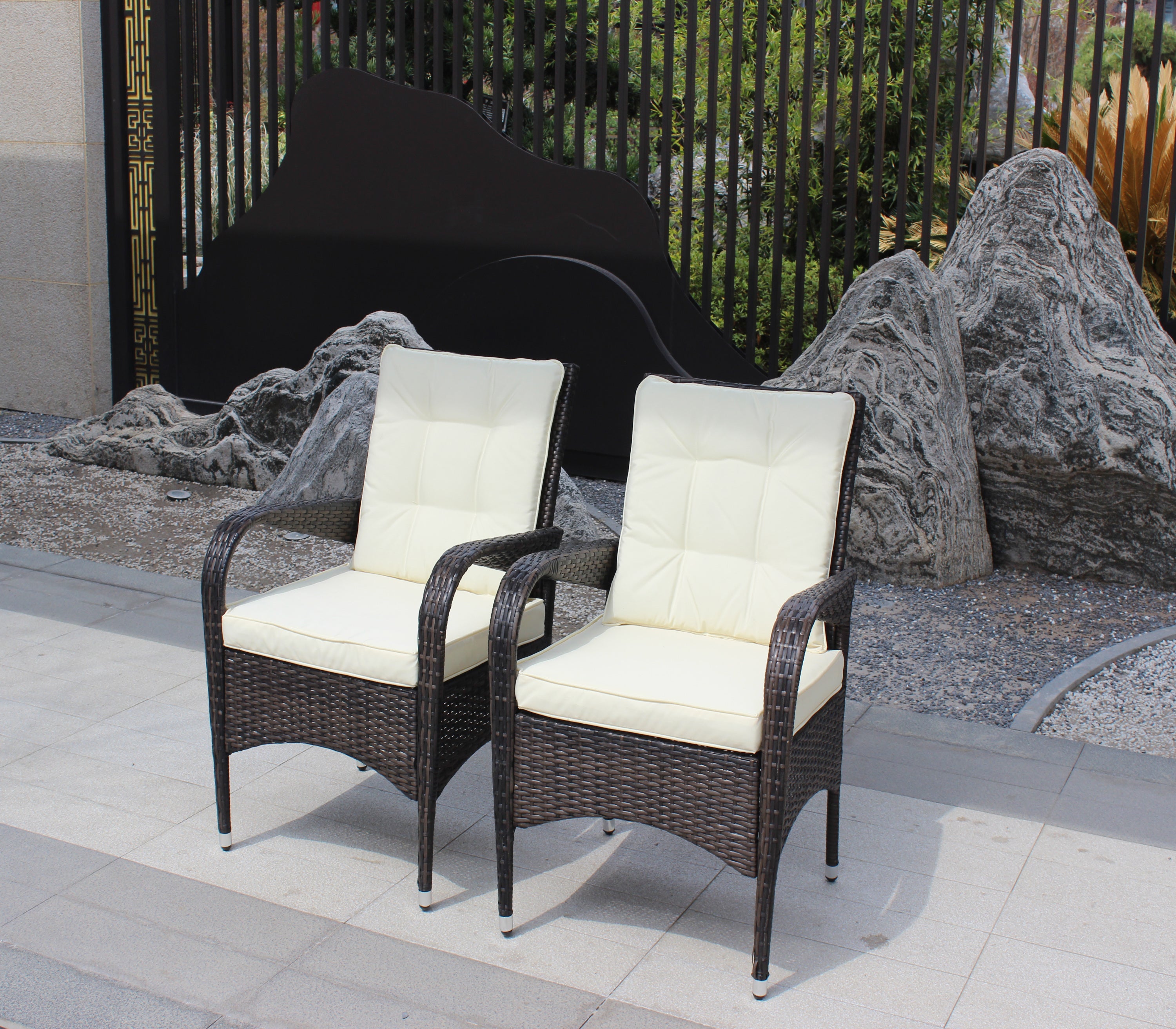 2 Piece Liberatore Dining Chairs with Beige Cushions - Modern Kitchen & Dining Room Furniture Set for Home, Restaurant, and Office Use