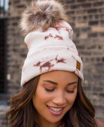 Panache Cream & Tan Tie Dye Pom Pom Beanie - Soft Winter Knit Hat for Women & Men - Perfect for Outdoor Activities, Skiing, and Cold Weather Fashion